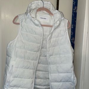 White Calvin Klein vest with hood